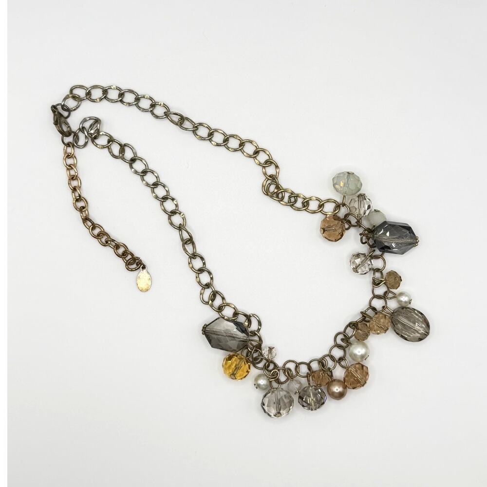 Leslie Danzis Cluster Bead Necklace – 9" Drop, Mixed Neutral Tones - Picture 4 of 5